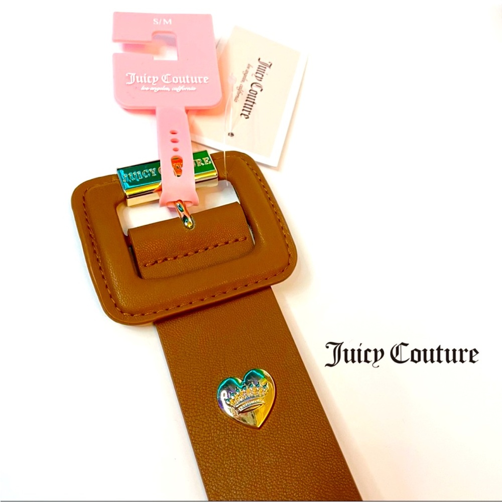 New w/Tags! Juicy Couture Women’s Belt Tan/ Brown Gold Trim - Picture 2 of 6